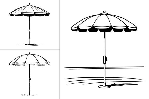 Beach Umbrella Silhouette: A Designer's Review for Summer Embroidery