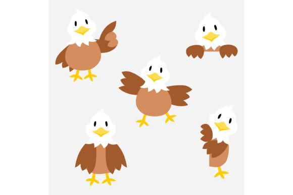 Eagle Cartoon in Many Actions: A Designer's Review
