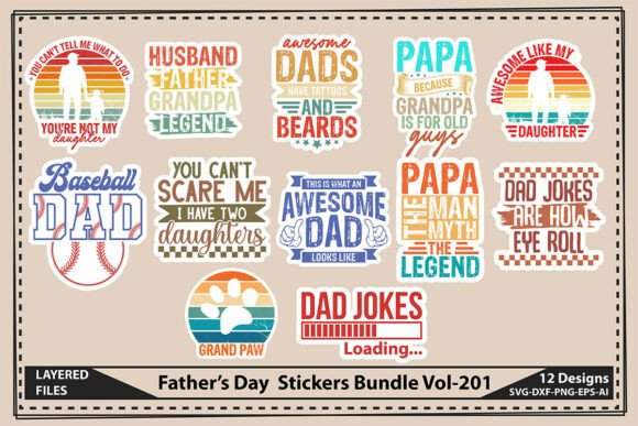 Father's Day Stickers Bundle Vol-201: A Designer's Review